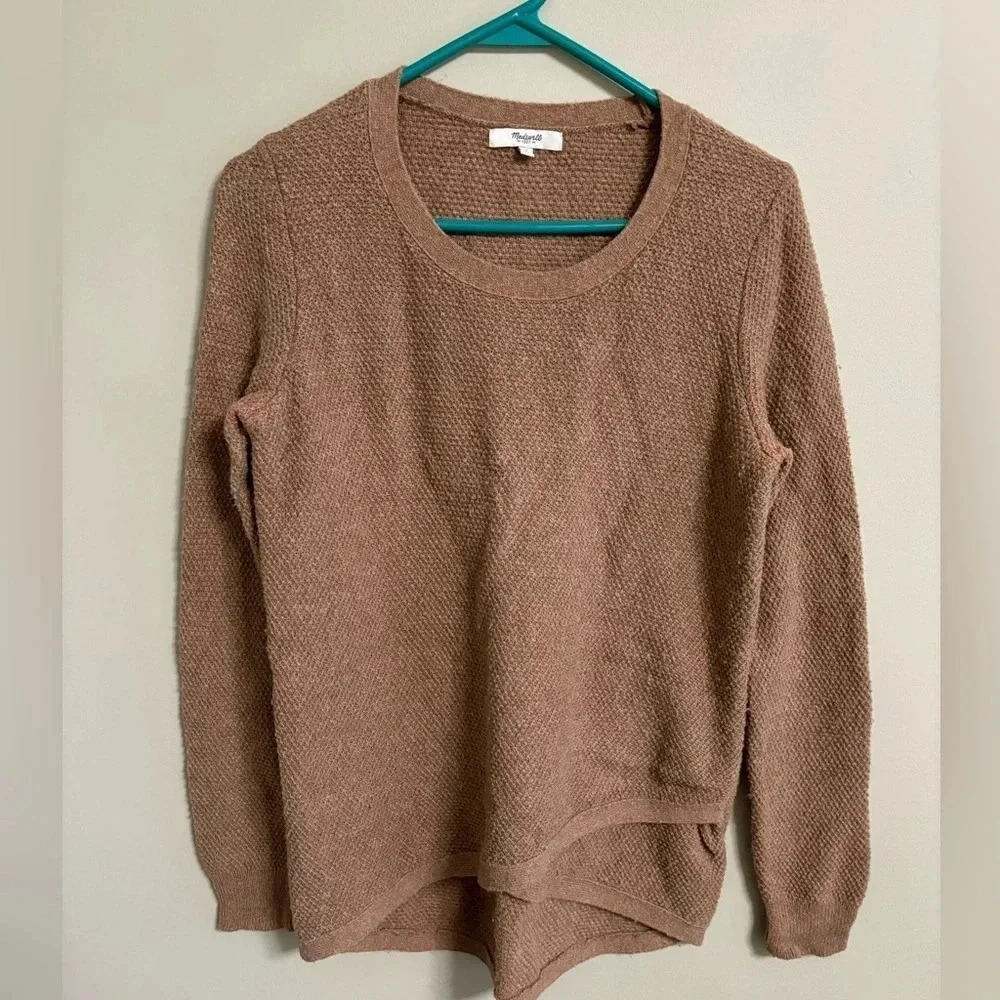 Madewell Cross Front Sweater Size Small Textured Solid Classic Timeless Crewneck